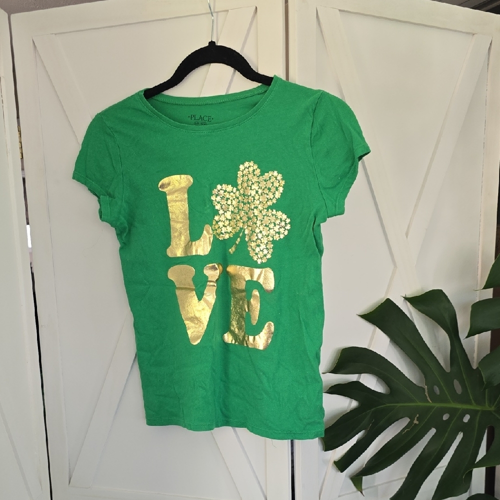 The Children's Place Green and Gold Short Sleeve Tee